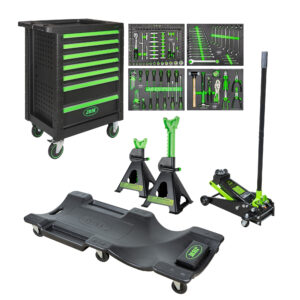 Kit carrello attrezzi e cric con lettino e cavalletti JBM SERIE615